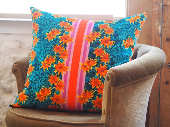 velvet floral cushion
